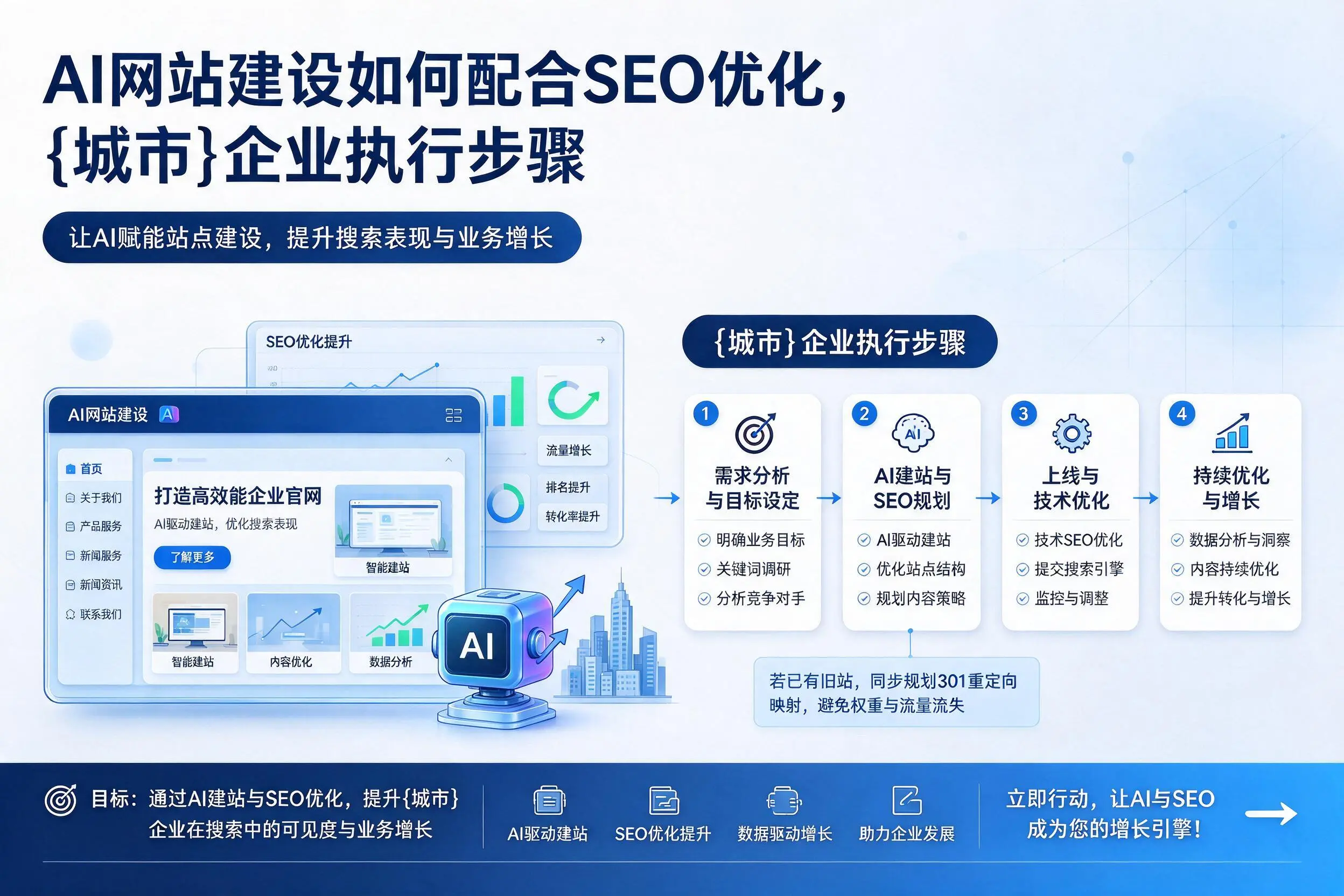 AI网站建设如何配合SEO优化，吉安企业执行步骤