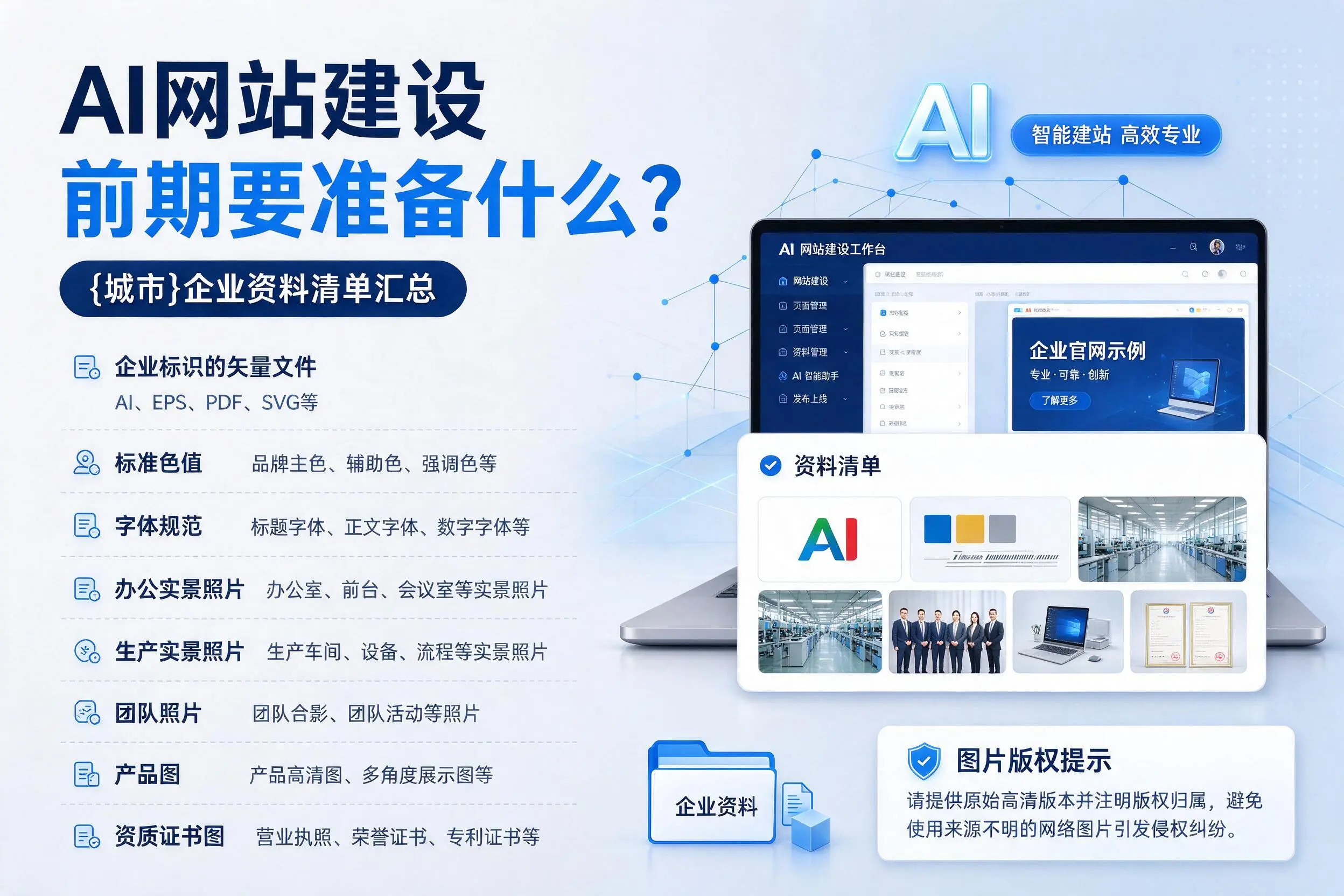 AI网站建设前期要准备什么?吉安企业资料清单汇总